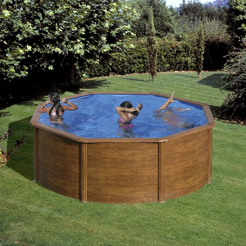 GRE Piscine Acier Gré Aspect Bois Pacific Ronde 4 GRE Piscine Acier Gré Aspect Bois Pacific Ronde – Image 2