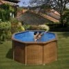 GRE Piscine Acier Gré Aspect Bois Pacific Ronde -PiscinePro Soldes Magasin piscine acier gre aspect bois pacific ronde