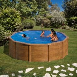 GRE Piscine Acier Gré Aspect Bois Pacific Ronde 7 GRE Piscine Acier Gré Aspect Bois Pacific Ronde -PiscinePro Soldes Magasin piscine acier gre aspect bois pacific ronde 2