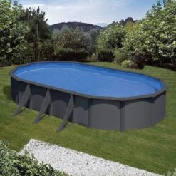 Devant 19 Piscine Acier Gre Aspect Gris Anthracite Juni Ovale
