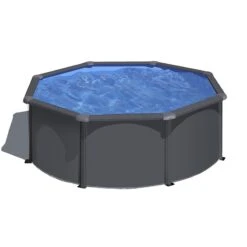 Piscine Acier Gre Aspect Gris Anthracite Louko Ronde -PiscinePro Soldes Magasin piscine acier gre aspect gris anthracite louko ronde 3