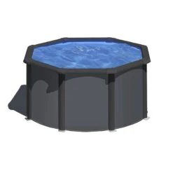 Piscine Acier Gre Aspect Gris Anthracite Louko Ronde -PiscinePro Soldes Magasin piscine acier gre aspect gris anthracite louko ronde 4