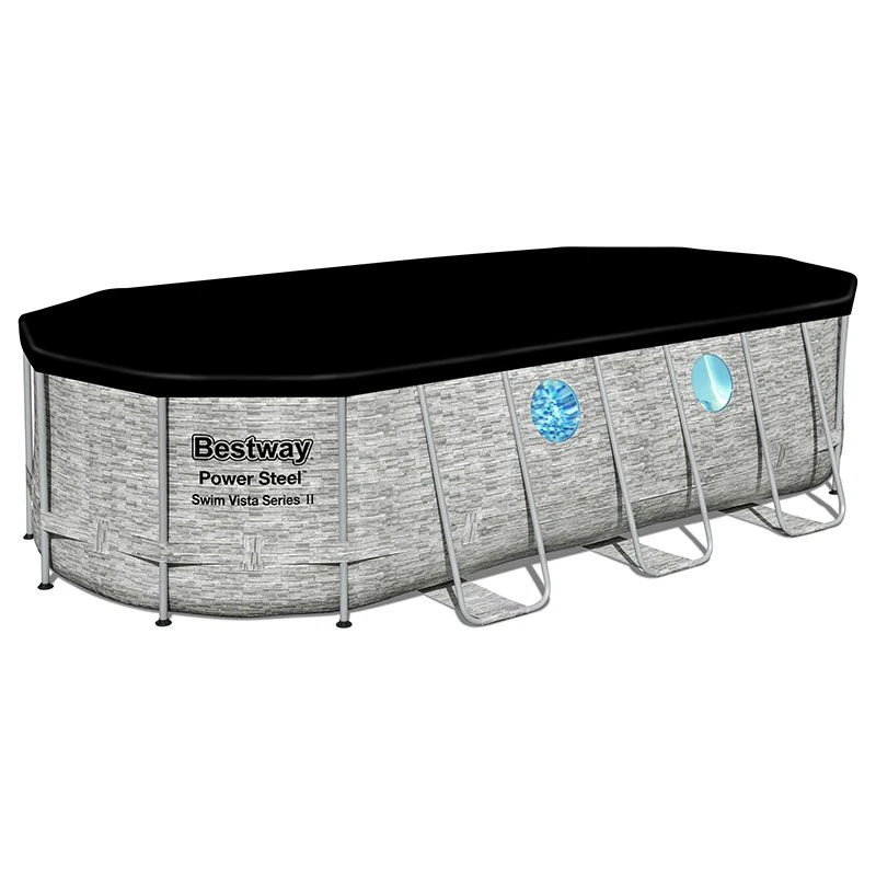 Piscine Bestway Ovale Power Steel Swim Vista Décor Pierre 5,49 X 2,74 H1,22m 4 Piscine Bestway Ovale Power Steel Swim Vista Décor Pierre 5,49 X 2,74 H1,22m – Image 2