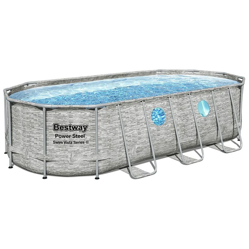 Piscine Bestway Ovale Power Steel Swim Vista Décor Pierre 5,49 X 2,74 H1,22m 3 Piscine Bestway Ovale Power Steel Swim Vista Décor Pierre 5,49 X 2,74 H1,22m