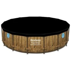 Piscine Bestway Ronde Power Steel Swim Vista Décor Bois 4,88 X H1,22m -PiscinePro Soldes Magasin piscine bestway ronde power steel swim vista decor bois 488 x h122m 1