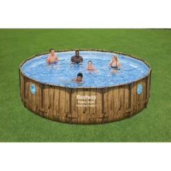Piscine Bestway Ronde Power Steel Swim Vista Décor Bois 4,88 X H1,22m -PiscinePro Soldes Magasin piscine bestway ronde power steel swim vista decor bois 488 x h122m 2