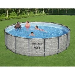 Piscine Bestway Ronde Steel Pro Max Decor Pierre 4,88 X H1,22m -PiscinePro Soldes Magasin piscine bestway ronde steel pro max decor pierre 488 x h122m 2