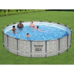 Piscine Bestway Ronde Steel Pro Max Decor Pierre 5,49 X H1,22m -PiscinePro Soldes Magasin piscine bestway ronde steel pro max decor pierre 549 x h122m 2